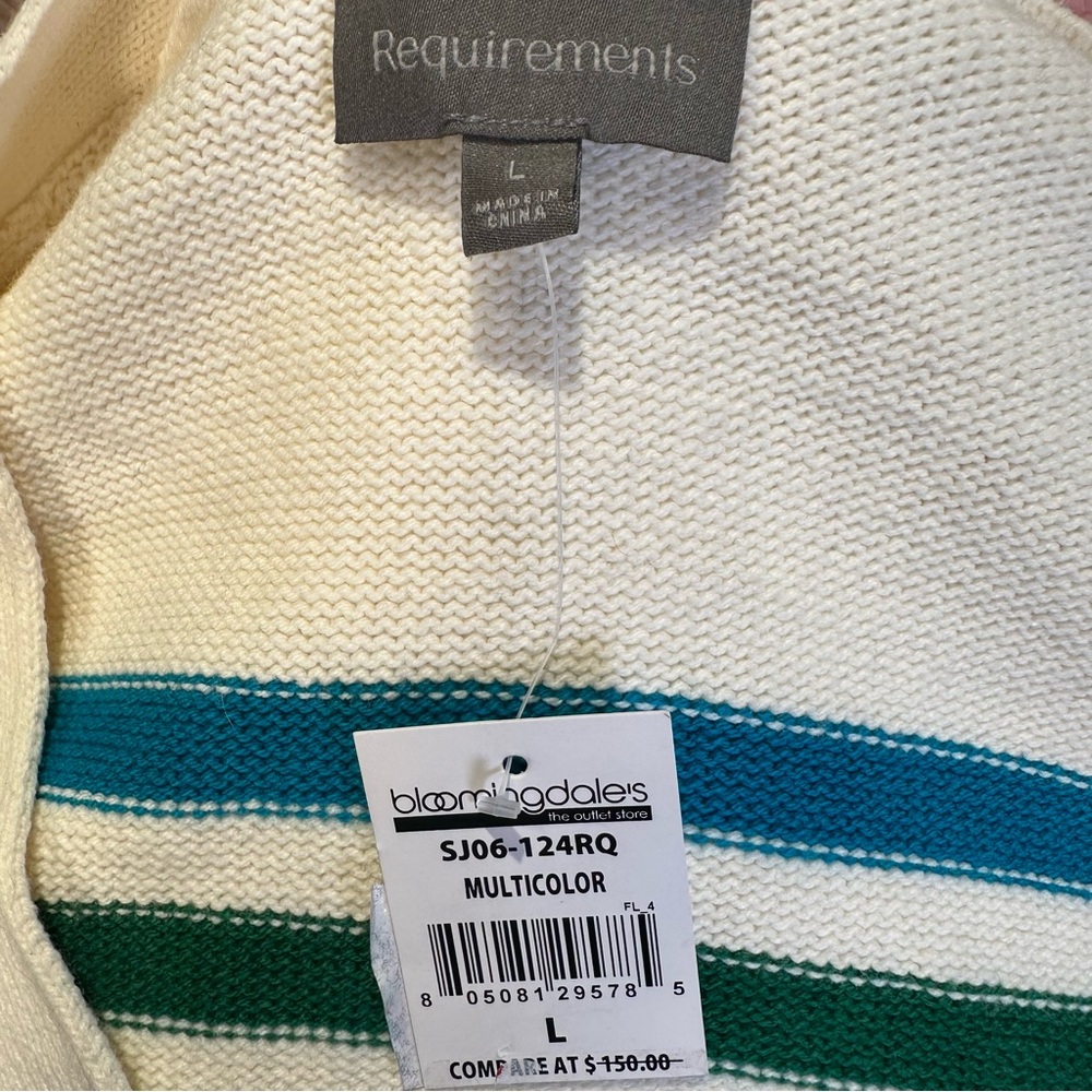Requirements NWT Cream Multicolor Striped Cardigan - Picture 8 of 10